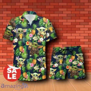 Sauza Tequila Baby Yoda Tropical Flowery Hawaiian Shirt & Short Product Photo 1