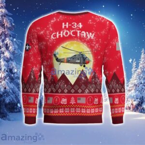 Sikorsky H-34 Choctaw S-58 UH-34 UH34 S58 Aircraft Moonlight Red Color Ugly Christmas Sweater Christmas Gift Product Photo 3