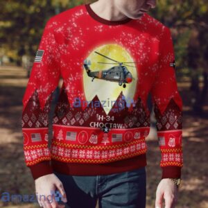 Sikorsky H-34 Choctaw S-58 UH-34 UH34 S58 Aircraft Moonlight Red Color Ugly Christmas Sweater Christmas Gift Product Photo 4