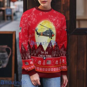 Sikorsky H-34 Choctaw S-58 UH-34 UH34 S58 Aircraft Moonlight Red Color Ugly Christmas Sweater Christmas Gift Product Photo 5