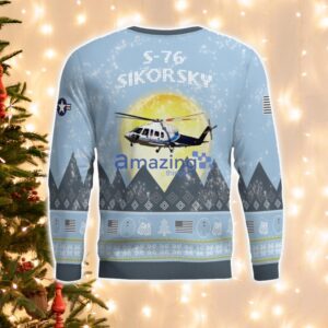 Sikorsky S 76 S76 Light Blue Aircraft Moonlight 3D Ugly Christmas Sweater Christmas Gift image Sikorsky S-76 S76 Light Blue Aircraft Moonlight 3D Ugly Christmas Sweater Christmas Gift Product Photo 3