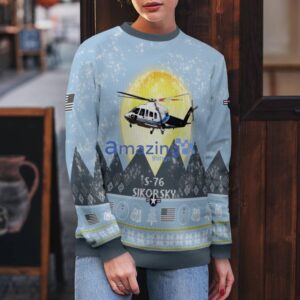 Sikorsky S 76 S76 Light Blue Aircraft Moonlight 3D Ugly Christmas Sweater Christmas Gift image Sikorsky S-76 S76 Light Blue Aircraft Moonlight 3D Ugly Christmas Sweater Christmas Gift Product Photo 5