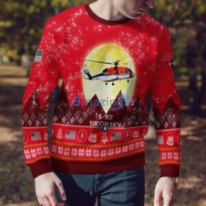 Sikorsky S-92 S92 Aircraft Moonlight Red Color Ugly Christmas Sweater Christmas Gift Product Photo 4