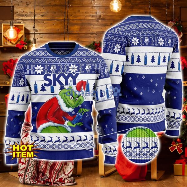 SKYY Vodka Grinch Hug Logo Ugly Christmas Sweater Christmas Gift For Men And Women Product Photo 1