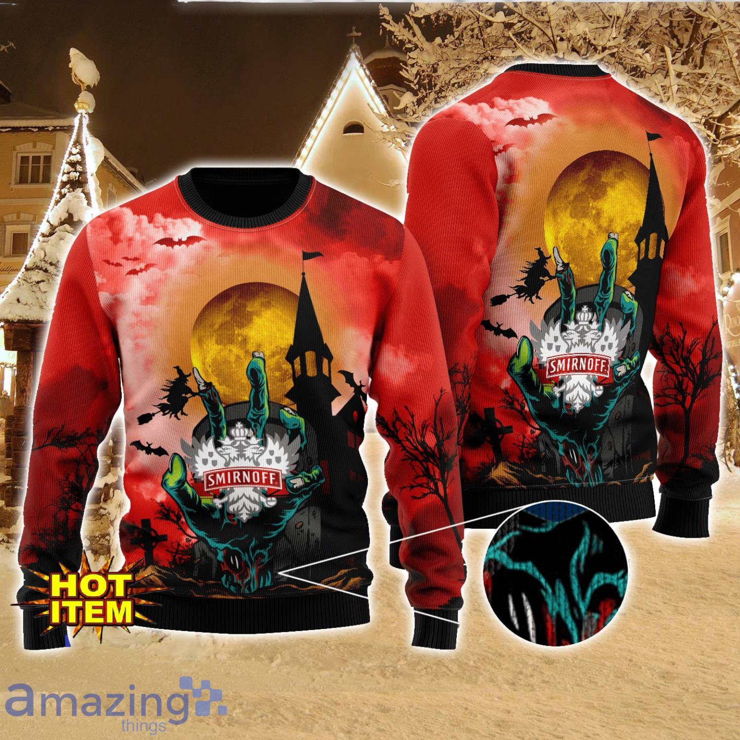 Smirnoff Vodka Halloween 3D Sweater Halloween Gift For Men And Women image Smirnoff Vodka Halloween 3D Sweater Halloween Gift For Men And Women Product Photo 1