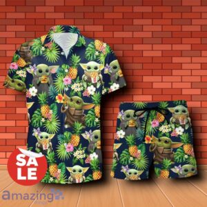 Sonic Drive-In Baby Yoda Tropical Flowery Hawaiian Shirt & Short Product Photo 1
