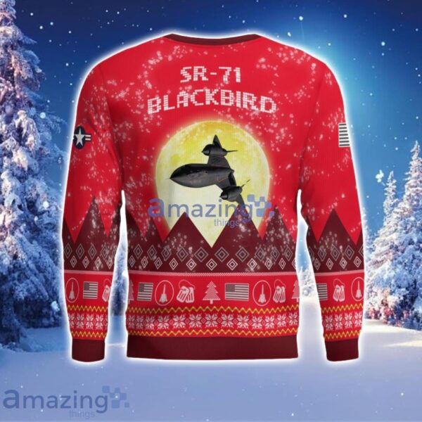 SR-71 Blackbird SR71 Aircraft Moonlight Red Color Ugly Christmas Sweater Christmas Gift Product Photo 3