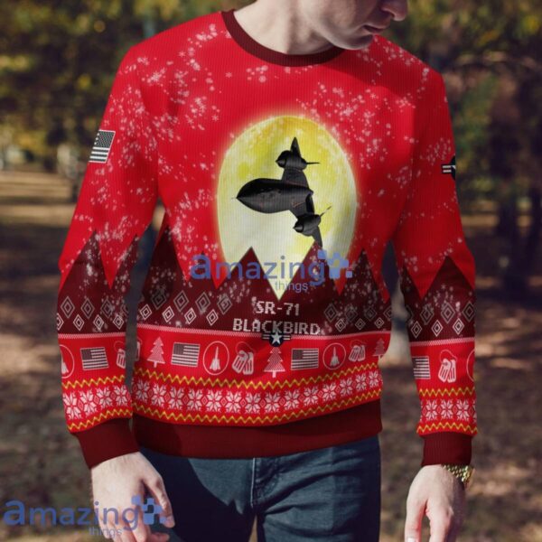 SR-71 Blackbird SR71 Aircraft Moonlight Red Color Ugly Christmas Sweater Christmas Gift Product Photo 4