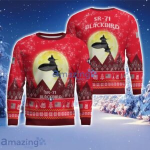 SR-71 Blackbird SR71 Aircraft Moonlight Red Color Ugly Christmas Sweater Christmas Gift Product Photo 1