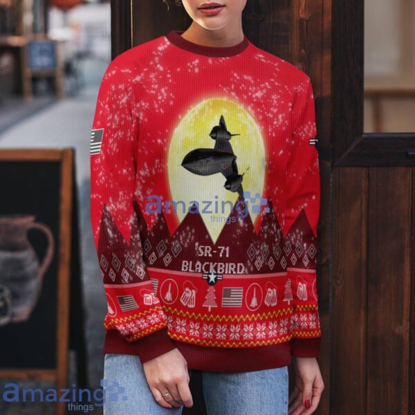 SR-71 Blackbird SR71 Aircraft Moonlight Red Color Ugly Christmas Sweater Christmas Gift Product Photo 5