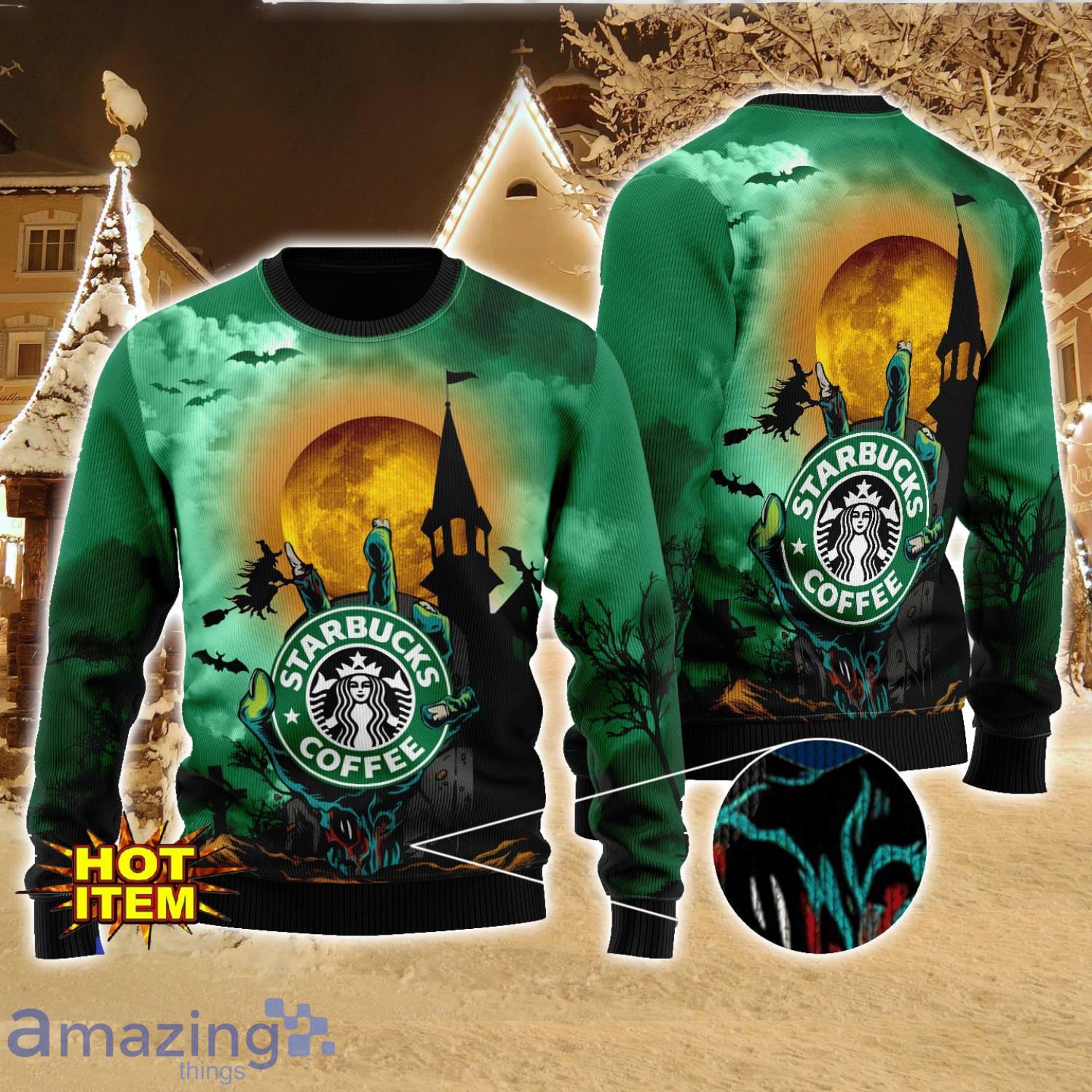 Starbucks Coffee Halloween 3D Sweater Halloween Gift For Men And Women image Starbucks Coffee Halloween 3D Sweater Halloween Gift For Men And Women Product Photo 1