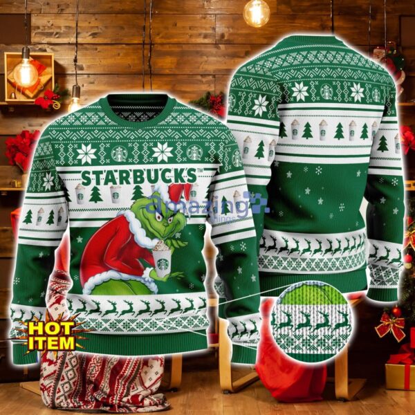 Starbucks Grinch Hug Logo Ugly Christmas Sweater Christmas Gift For Men And Women Product Photo 1