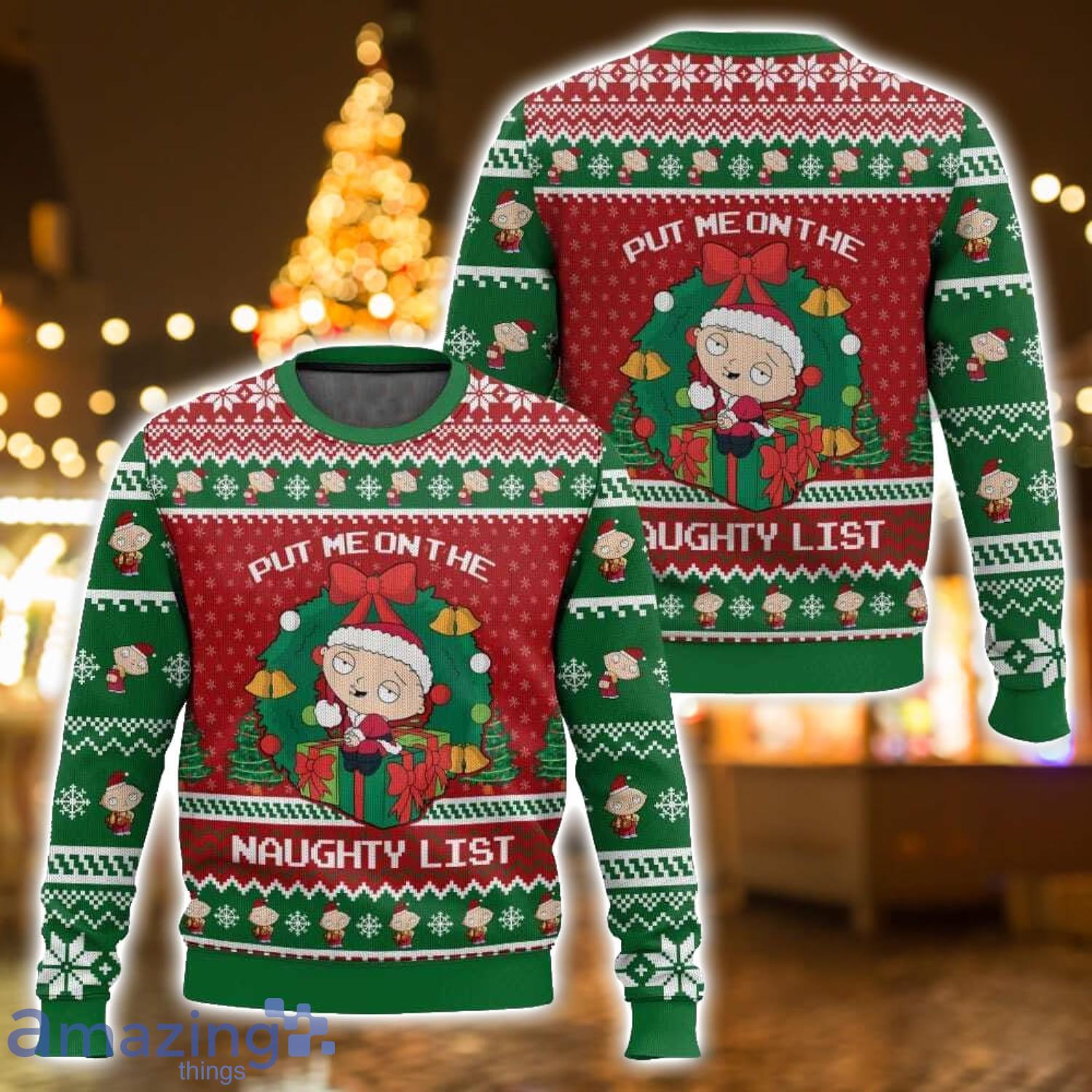 Stewie Family Guy “Put Me on the Naughty List” Christmas Ugly Christmas Sweater 3D All Printed Sweater Christmas Gift image Stewie Family Guy “Put Me on the Naughty List” Christmas Ugly Christmas Sweater 3D All Printed Sweater Christmas Gift Product Photo 1