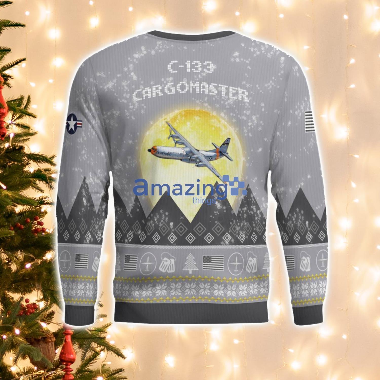 C 133 Cargomaster C133 Aircraft Moonlight And Mountain Pattern Ugly Christmas Sweater Aircraft Lovers Christmas Gift image C-133 Cargomaster C133 Aircraft Moonlight And Mountain Pattern Ugly Christmas Sweater Aircraft Lovers Christmas Gift Product Photo 3