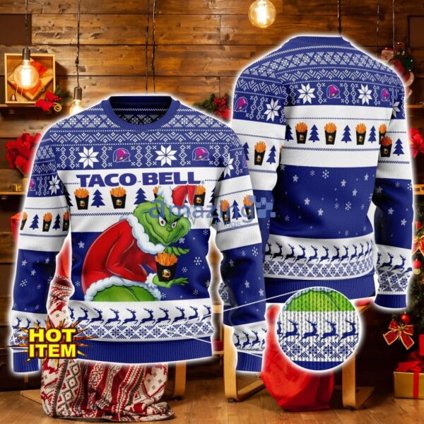 Taco Bell Grinch Hug Logo Ugly Christmas Sweater Christmas Gift For Men And Women Product Photo 1