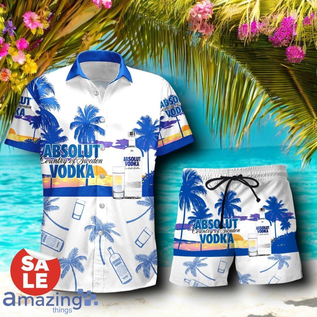 Tropical Beach Palm Tree Absolut Vodka Hawaiian Shirt & Short image Tropical Beach Palm Tree Absolut Vodka Hawaiian Shirt & Short Product Photo 1