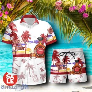 Tropical Beach Palm Tree Amaretto Hawaiian Shirt & Short Product Photo 1