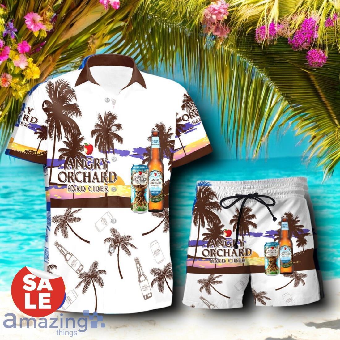 Tropical Beach Palm Tree Angry Orchard Hawaiian Shirt & Short image Tropical Beach Palm Tree Angry Orchard Hawaiian Shirt & Short Product Photo 1