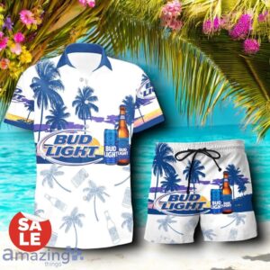 Tropical Beach Palm Tree Bud Light Beer Hawaiian Shirt & Short Product Photo 1
