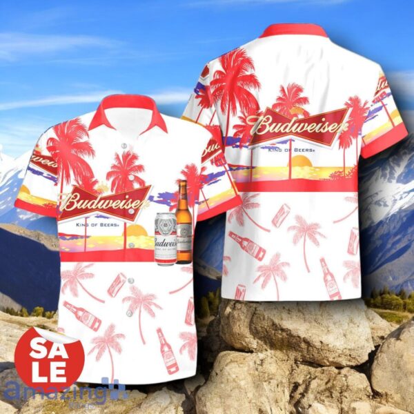 Tropical Beach Palm Tree Budweiser Beer Hawaiian Shirt & Short Product Photo 2