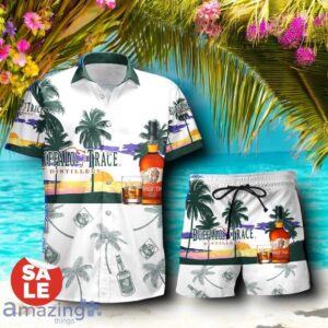 Tropical Beach Palm Tree Buffalo Trace Hawaiian Shirt & Short Product Photo 1