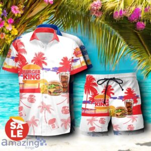 Tropical Beach Palm Tree Burger King Hawaiian Shirt & Short Product Photo 1