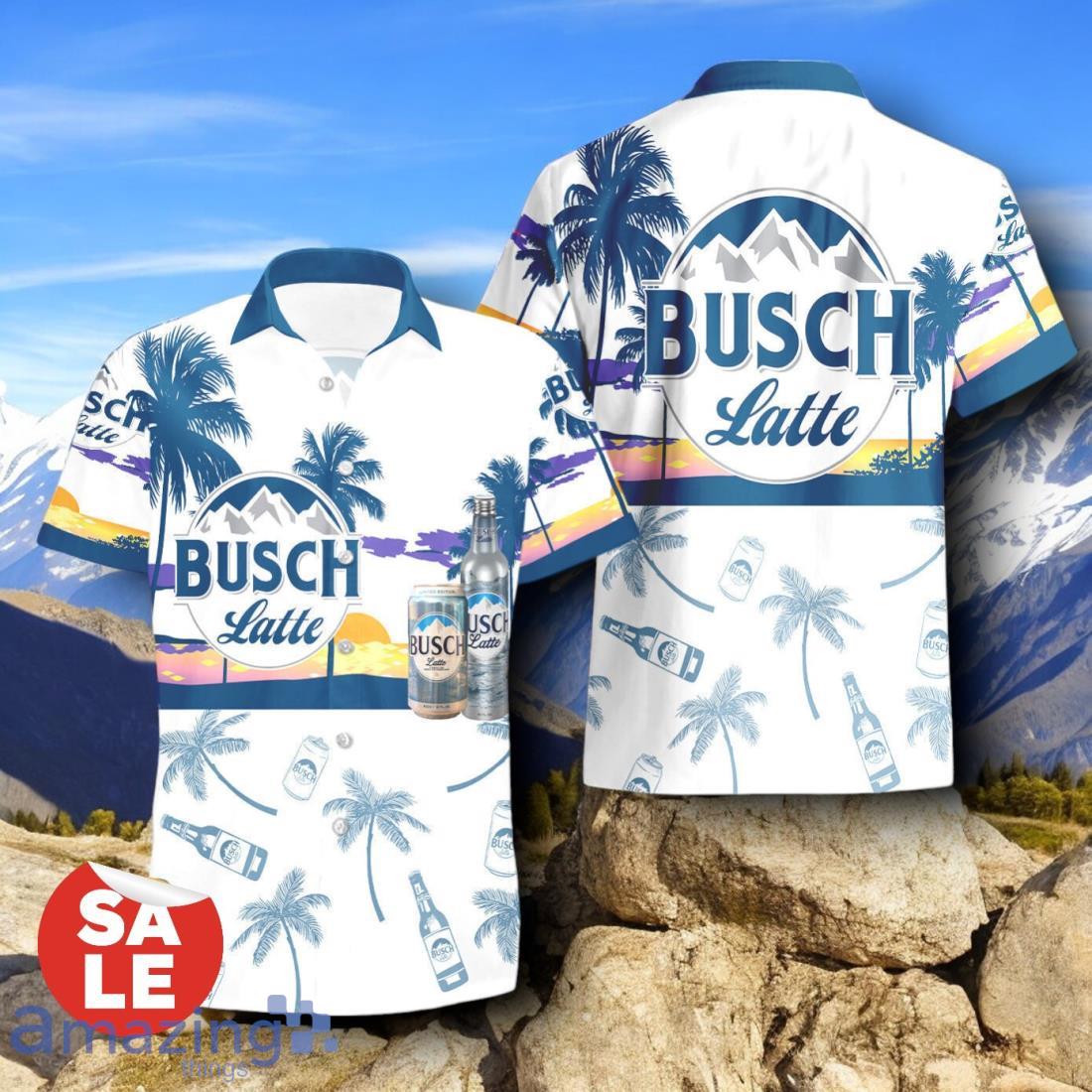 Tropical Beach Palm Tree Busch Latte Beer Hawaiian Shirt & Short image Tropical Beach Palm Tree Busch Latte Beer Hawaiian Shirt & Short Product Photo 2