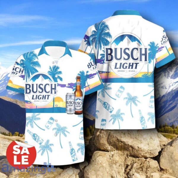 Tropical Beach Palm Tree Busch Light Beer Hawaiian Shirt & Short Product Photo 2
