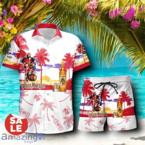 Tropical Beach Palm Tree Captain Morgan Hawaiian Shirt & Short Product Photo 1