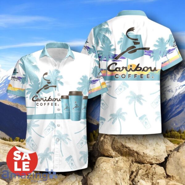 Tropical Beach Palm Tree Caribou Coffee Hawaiian Shirt & Short Product Photo 2
