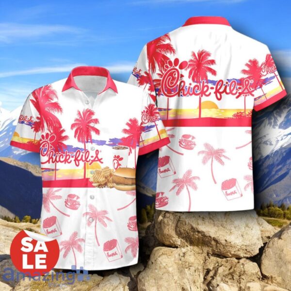 Tropical Beach Palm Tree Chick-Fil-A Hawaiian Shirt & Short Product Photo 2