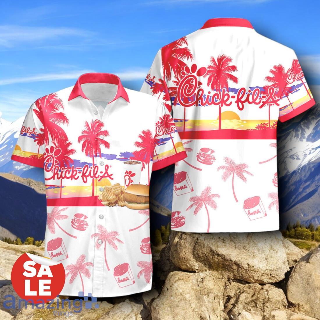 Tropical Beach Palm Tree Chick Fil A Hawaiian Shirt & Short image Tropical Beach Palm Tree Chick-Fil-A Hawaiian Shirt & Short Product Photo 2