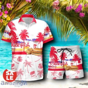 Tropical Beach Palm Tree Chick-Fil-A Hawaiian Shirt & Short Product Photo 1