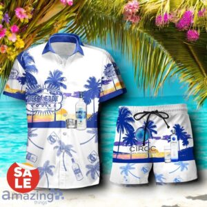 Tropical Beach Palm Tree CIROC Vodka Hawaiian Shirt & Short Product Photo 1