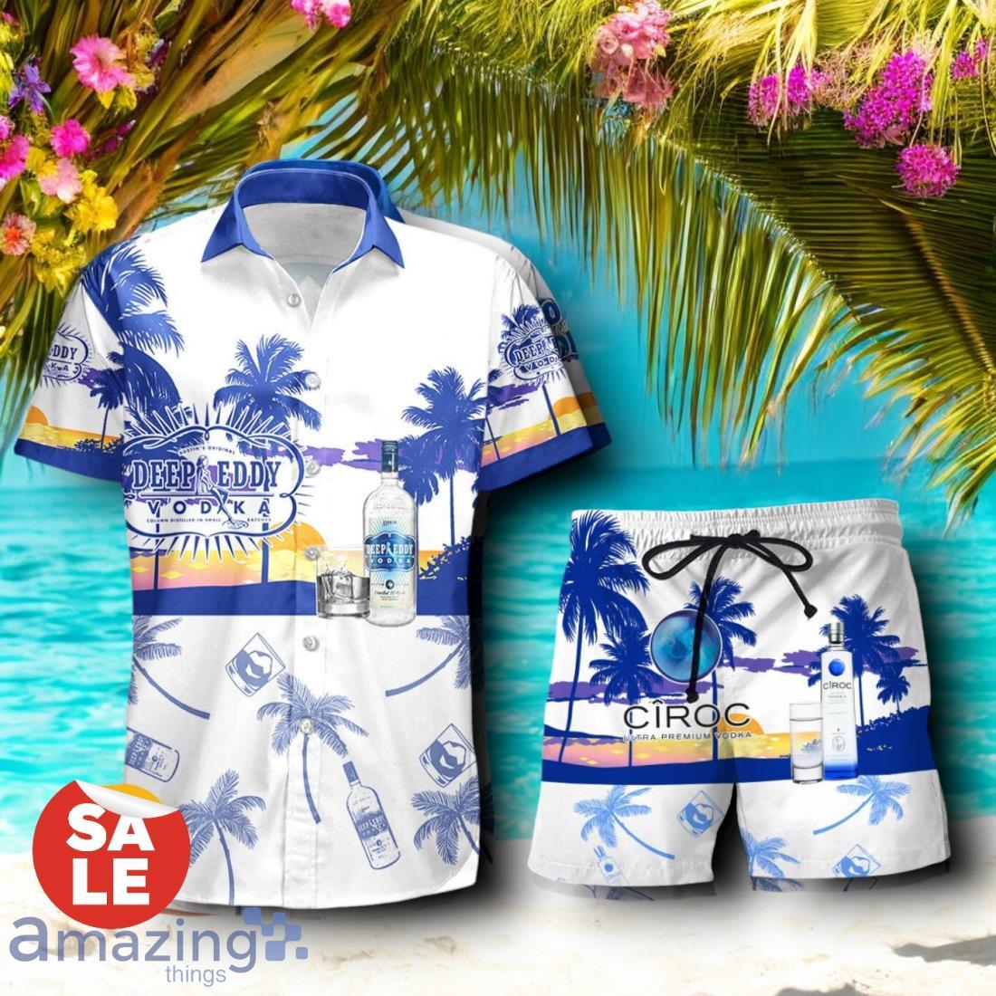 Tropical Beach Palm Tree CIROC Vodka Hawaiian Shirt & Short image Tropical Beach Palm Tree CIROC Vodka Hawaiian Shirt & Short Product Photo 1