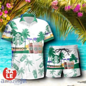 Tropical Beach Palm Tree Coffee Hawaiian Shirt & Short Product Photo 1