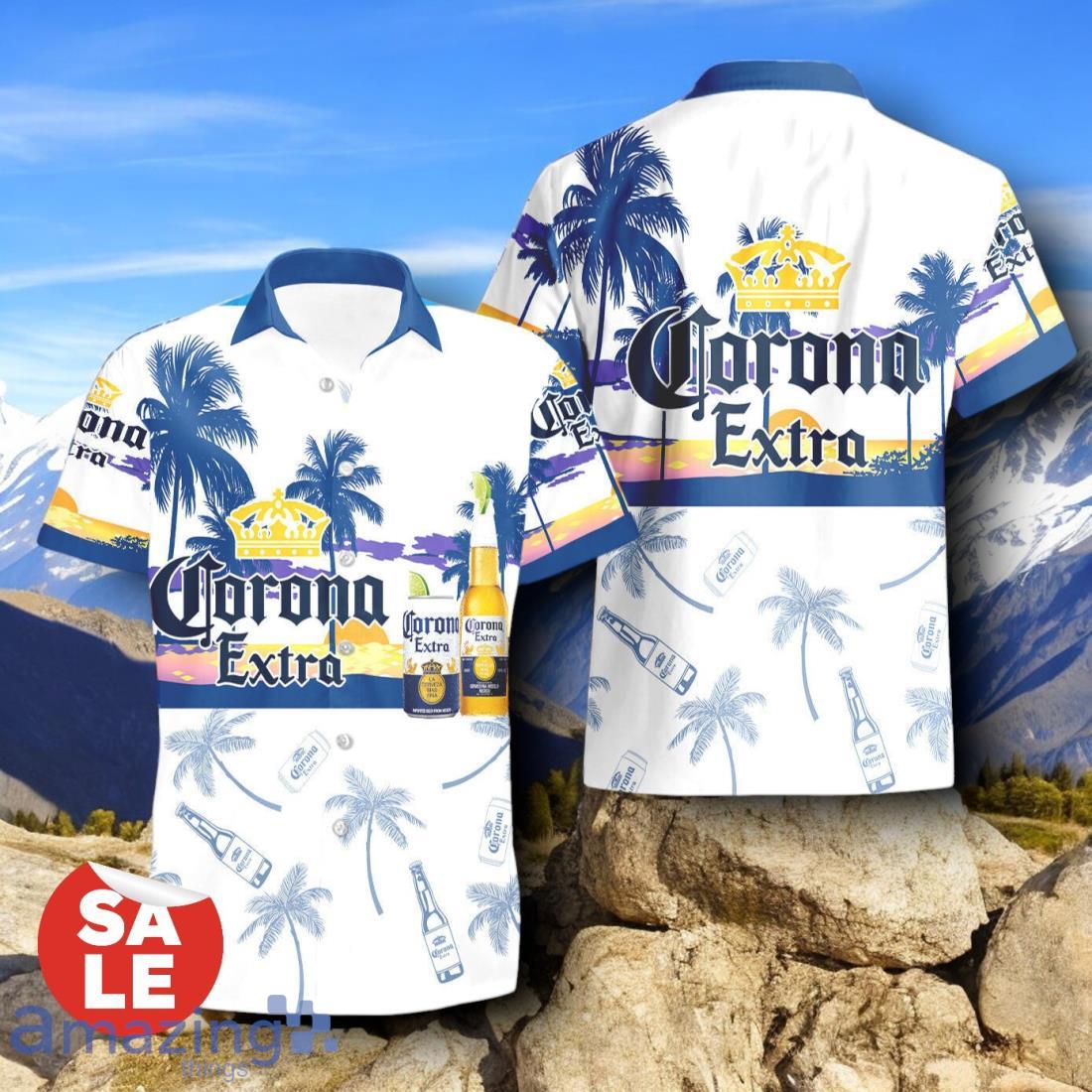 Tropical Beach Palm Tree Corona Extra Beer Hawaiian Shirt & Short image Tropical Beach Palm Tree Corona Extra Beer Hawaiian Shirt & Short Product Photo 2