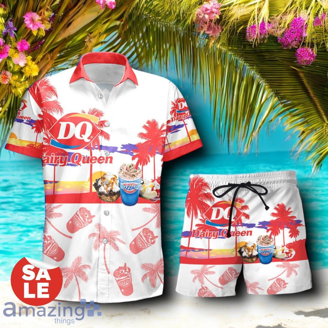 Tropical Beach Palm Tree Dairy Queen Hawaiian Shirt & Short image Tropical Beach Palm Tree Dairy Queen Hawaiian Shirt & Short Product Photo 1