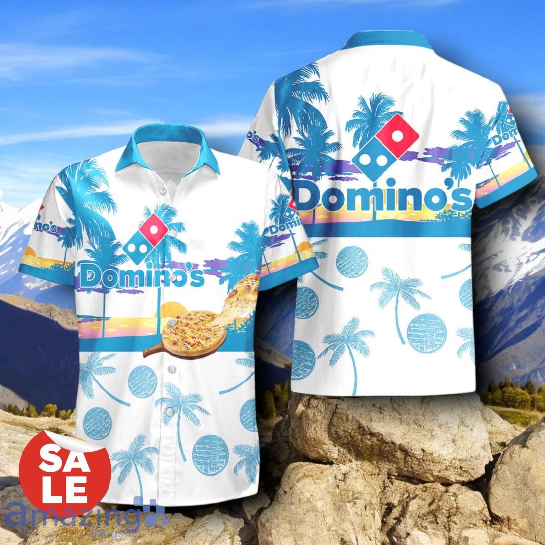 Tropical Beach Palm Tree Domino's Pizza Hawaiian Shirt & Short image Tropical Beach Palm Tree Domino's Pizza Hawaiian Shirt & Short