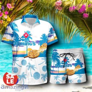Tropical Beach Palm Tree Domino's Pizza Hawaiian Shirt & Short Product Photo 1