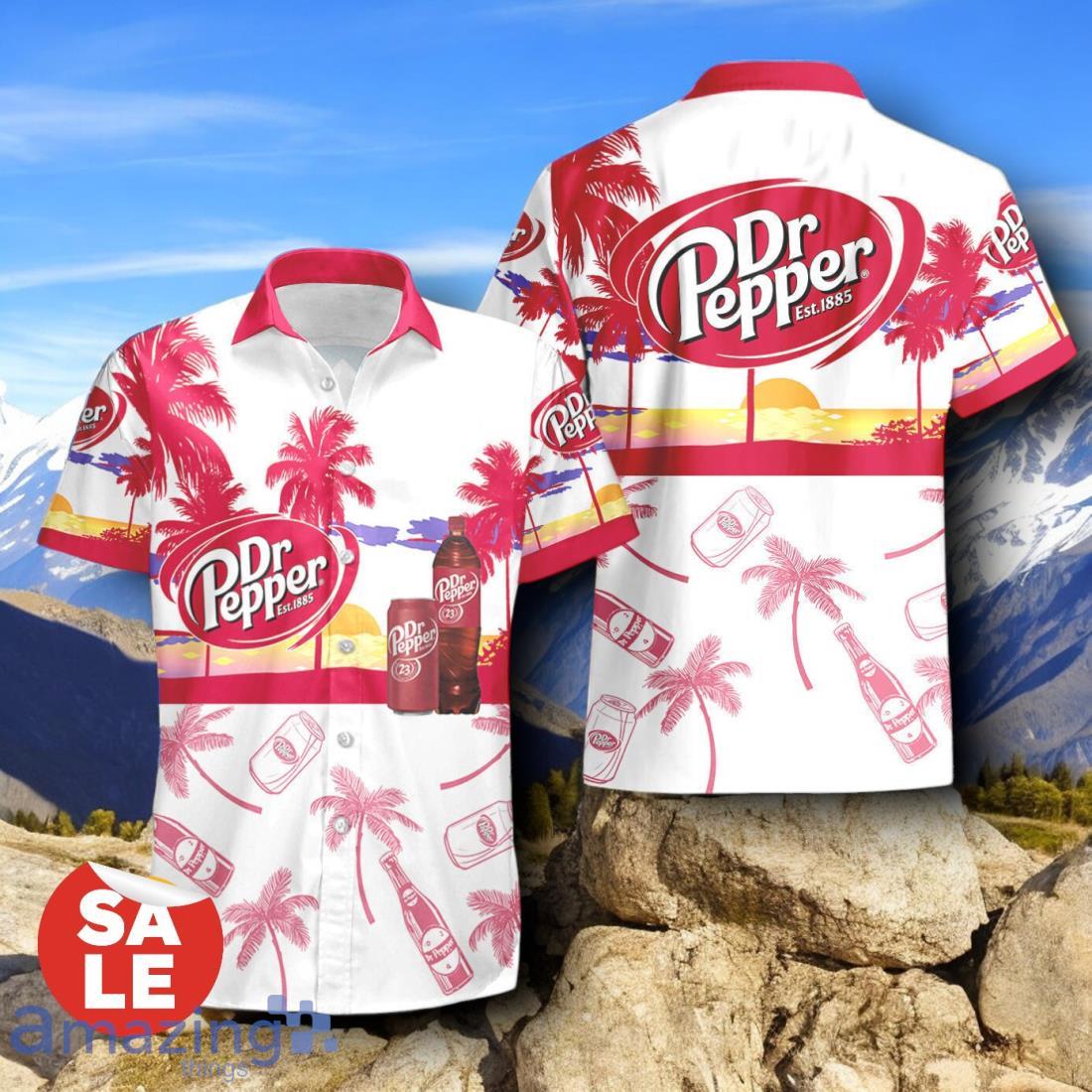 Tropical Beach Palm Tree Dr Peppers Hawaiian Shirt & Short image Tropical Beach Palm Tree Dr Peppers Hawaiian Shirt & Short Product Photo 2
