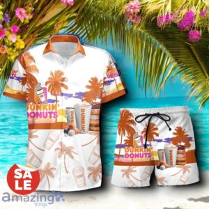 Tropical Beach Palm Tree Dunkin Donuts Hawaiian Shirt & Short Product Photo 1