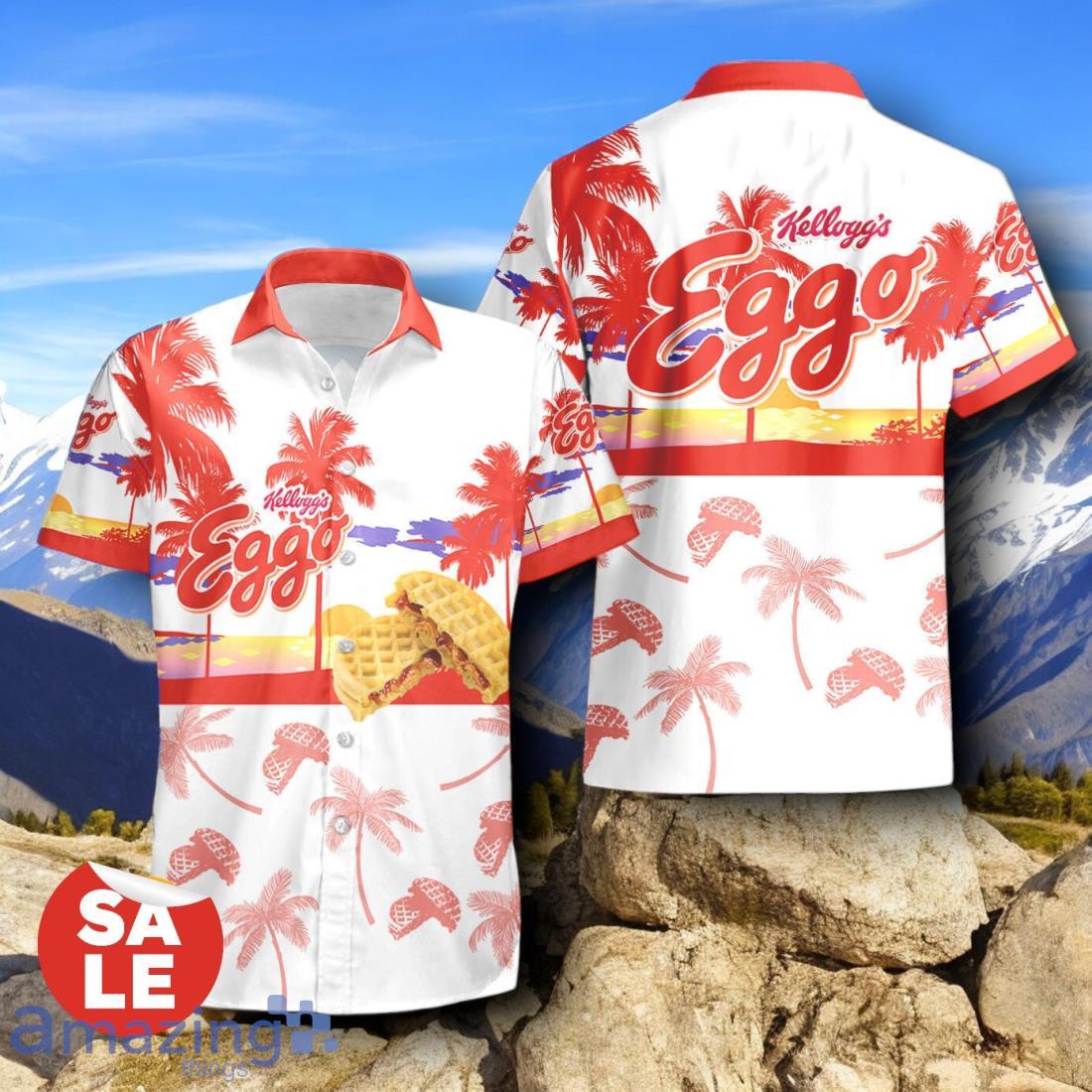 Tropical Beach Palm Tree Eggo Hawaiian Shirt & Short image Tropical Beach Palm Tree Eggo Hawaiian Shirt & Short Product Photo 2