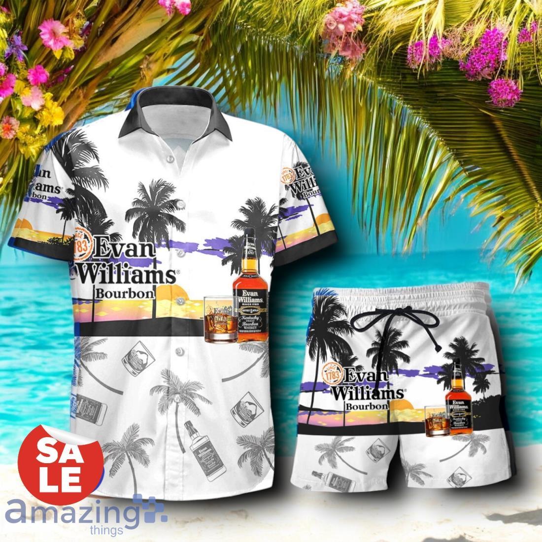 Tropical Beach Palm Tree Evan Williams Hawaiian Shirt & Short image Tropical Beach Palm Tree Evan Williams Hawaiian Shirt & Short Product Photo 1