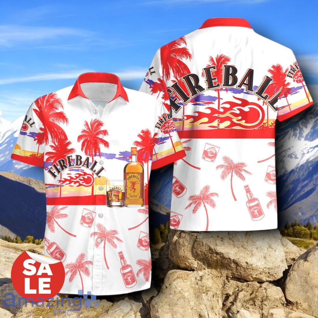 Tropical Beach Palm Tree Fireball Cinnamon Whisky Hawaiian Shirt & Short image Tropical Beach Palm Tree Fireball Cinnamon Whisky Hawaiian Shirt & Short Product Photo 2