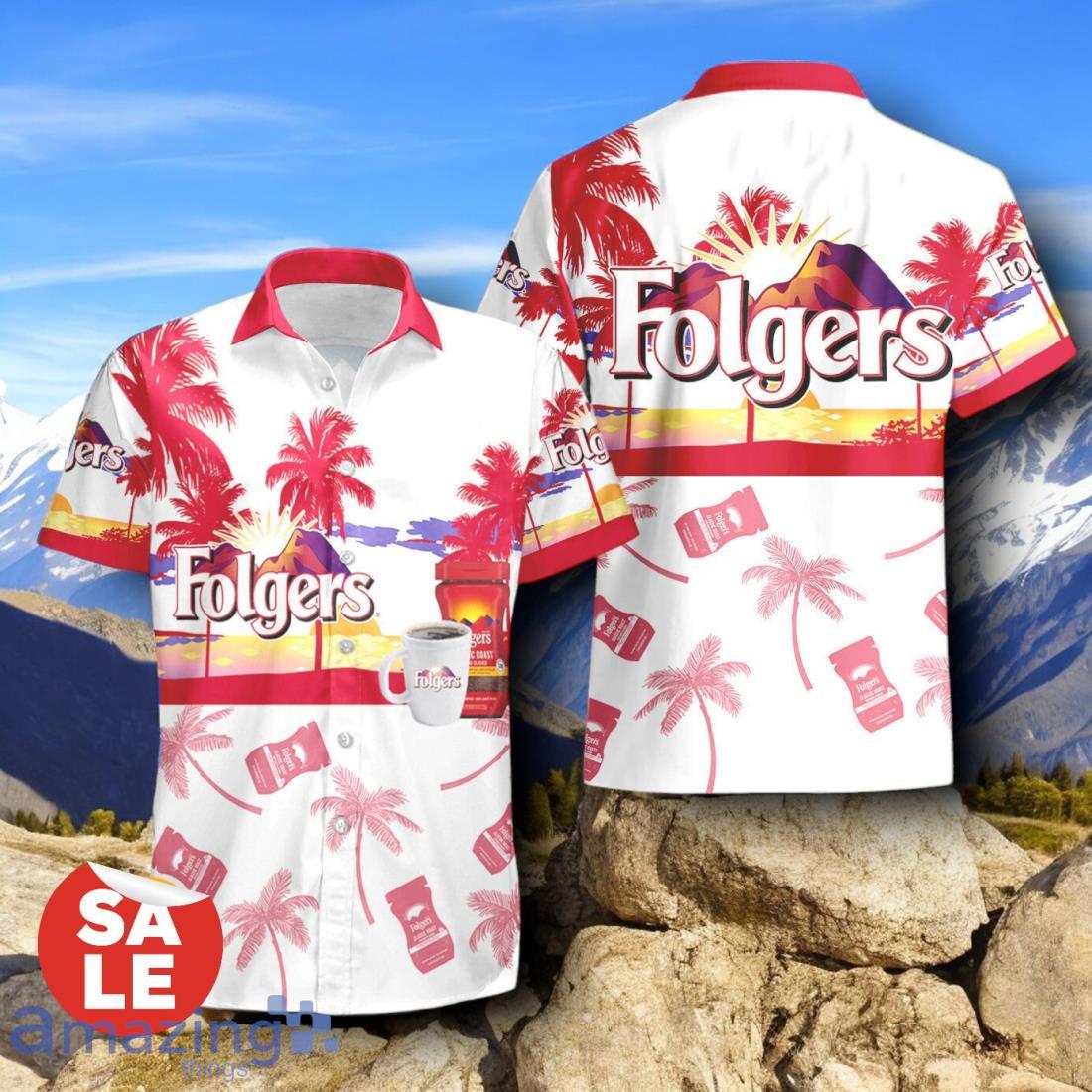 Tropical Beach Palm Tree Folgers Hawaiian Shirt & Short image Tropical Beach Palm Tree Folgers Hawaiian Shirt & Short Product Photo 2
