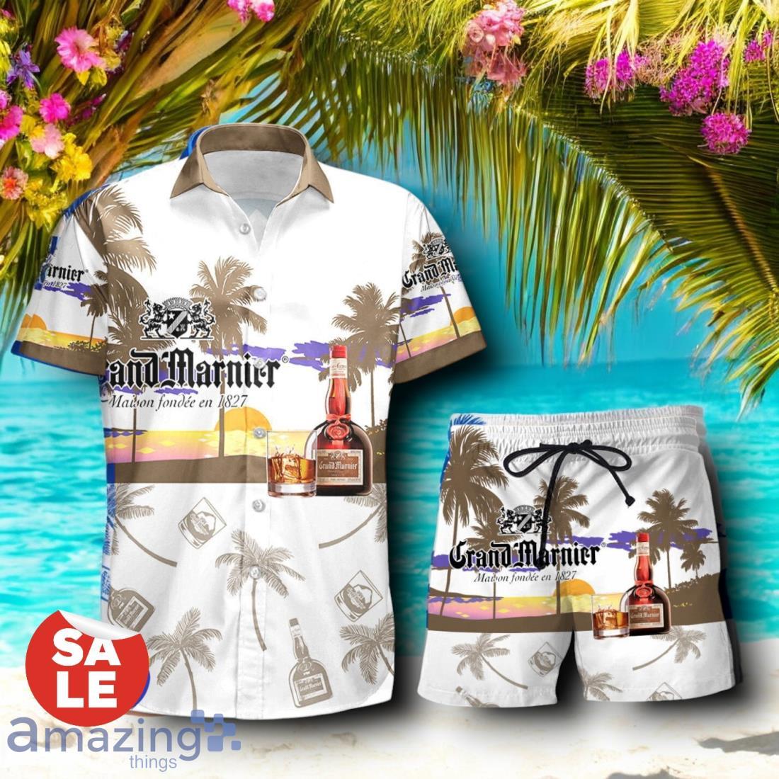 Tropical Beach Palm Tree Grand Marnier Hawaiian Shirt & Short image Tropical Beach Palm Tree Grand Marnier Hawaiian Shirt & Short Product Photo 1