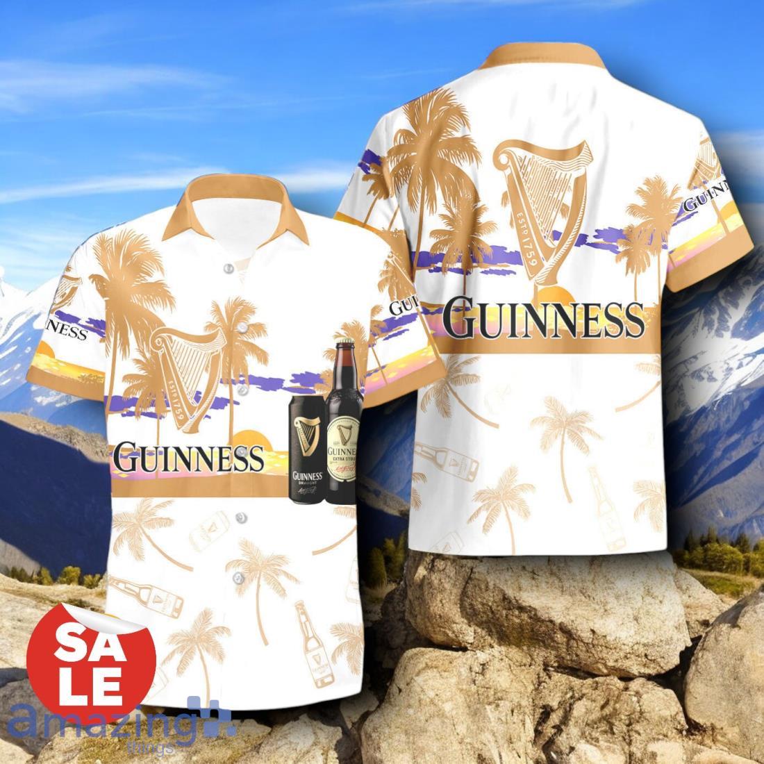 Tropical Beach Palm Tree Guinness Hawaiian Shirt & Short image Tropical Beach Palm Tree Guinness Hawaiian Shirt & Short Product Photo 2