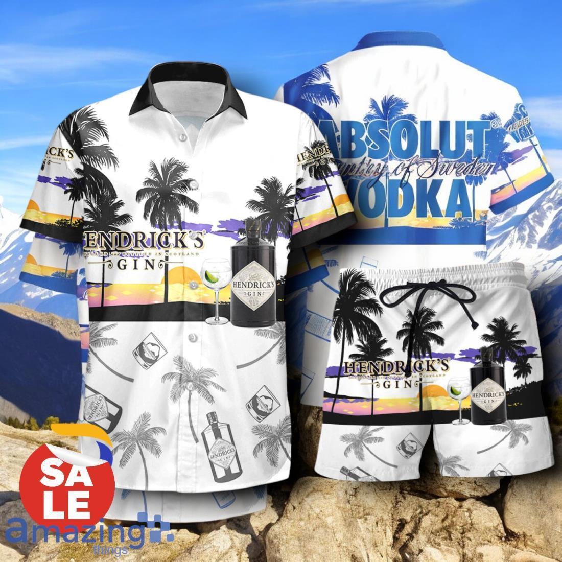 Tropical Beach Palm Tree Hendrick's Gin Hawaiian Shirt & Short image Tropical Beach Palm Tree Hendrick's Gin Hawaiian Shirt & Short
