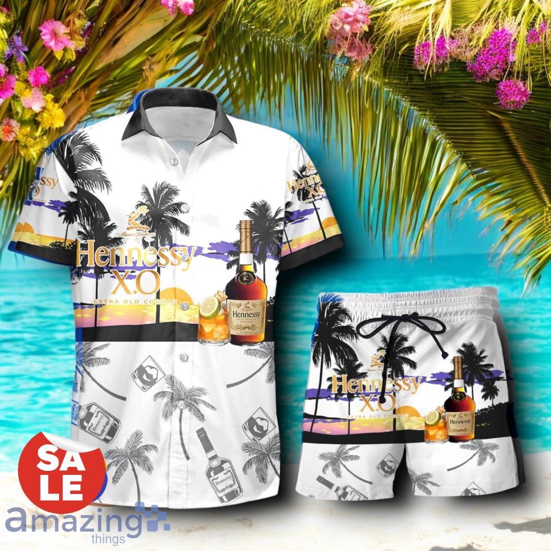 Tropical Beach Palm Tree Hennessy Hawaiian Shirt & Short image Tropical Beach Palm Tree Hennessy Hawaiian Shirt & Short Product Photo 1